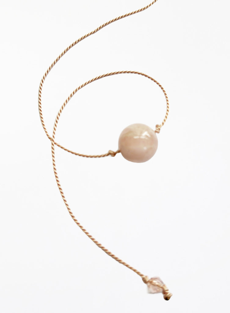 rose quartz silk cord bracelet